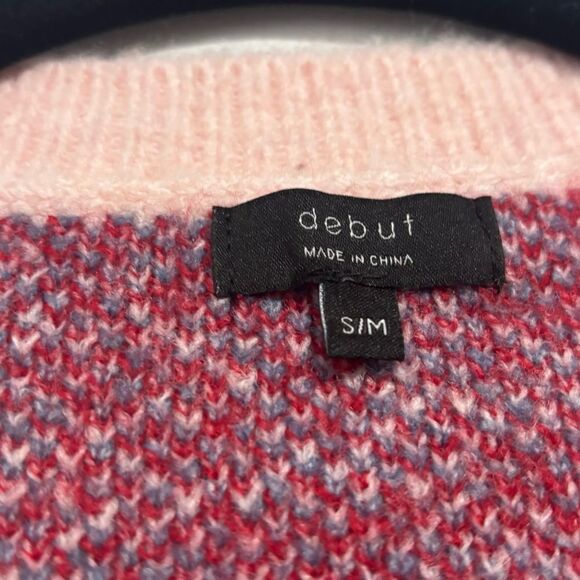 Debut Pink Teddy Bear Crew Neck Sweater Soft S/M - Picture 2 of 4